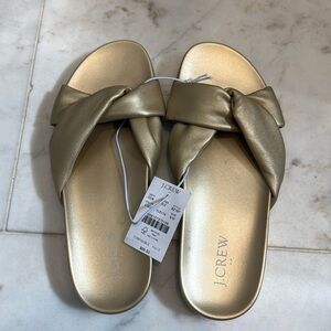J.CREW Women's Gold Cross-Strap Pool Slides.